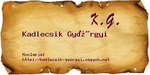 Kadlecsik Györgyi névjegykártya